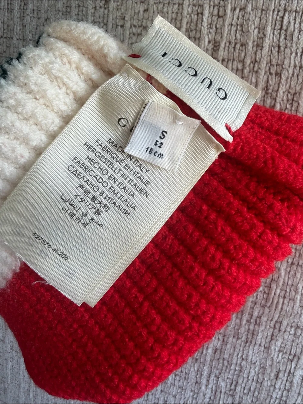Gucci Kids Red, White & Green Knit Pom Beanie